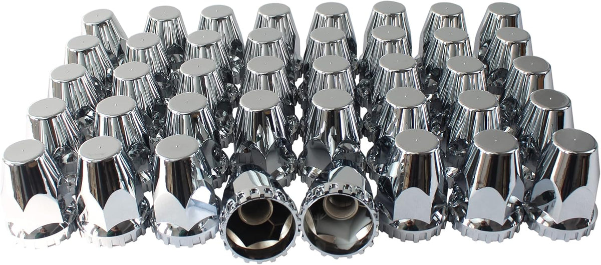 33mm Chrome ABS Plastic Screw on Lug Nut Covers Caps with Flange (40) E9184