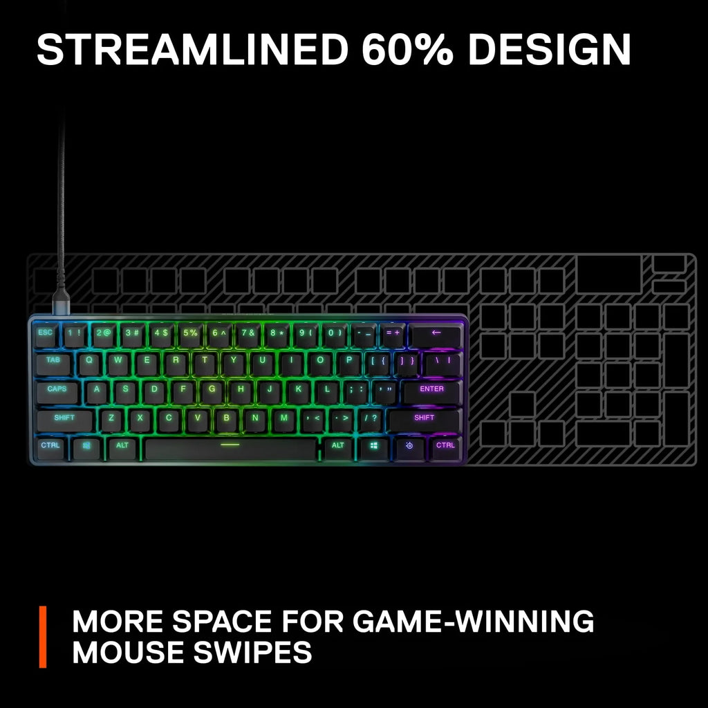 Wired 60% Gaming Keyboard with RGB Lighting - Black Q895