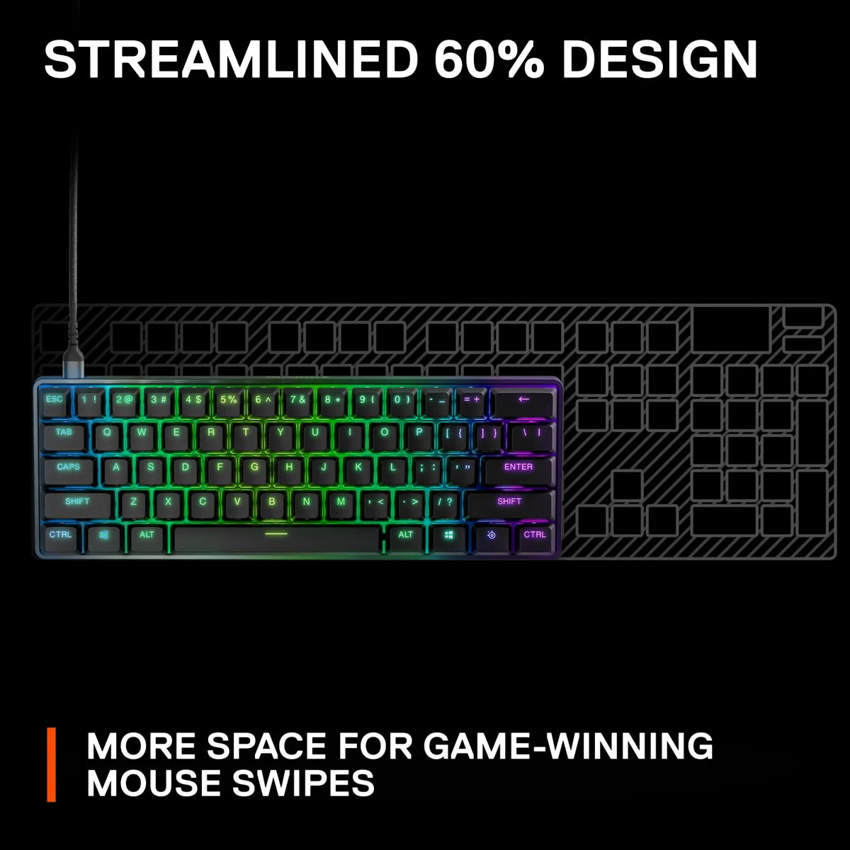 Wired 60% Gaming Keyboard with RGB Lighting - Black Q895