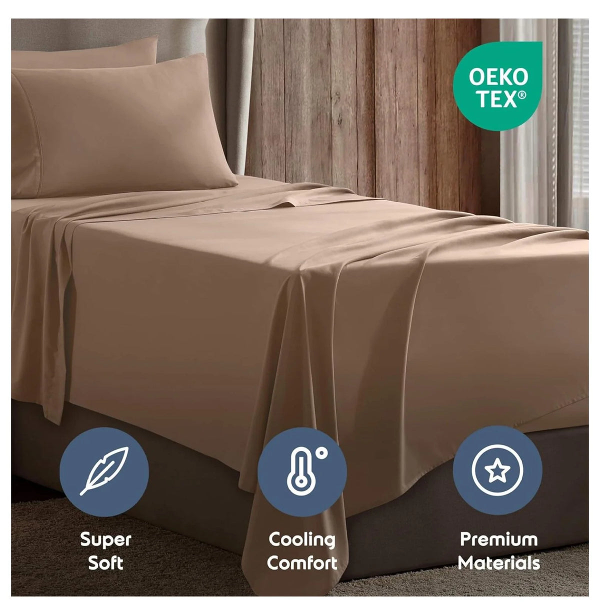 Twin 3 Piece Deep Pocket Bed Sheets Set with Fitted Sheet, Flat Sheet, Pillow Case N11395