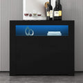Black High Gloss Sideboard Buffet Storage Cabinet with Led Lights, 2 Doors R227
