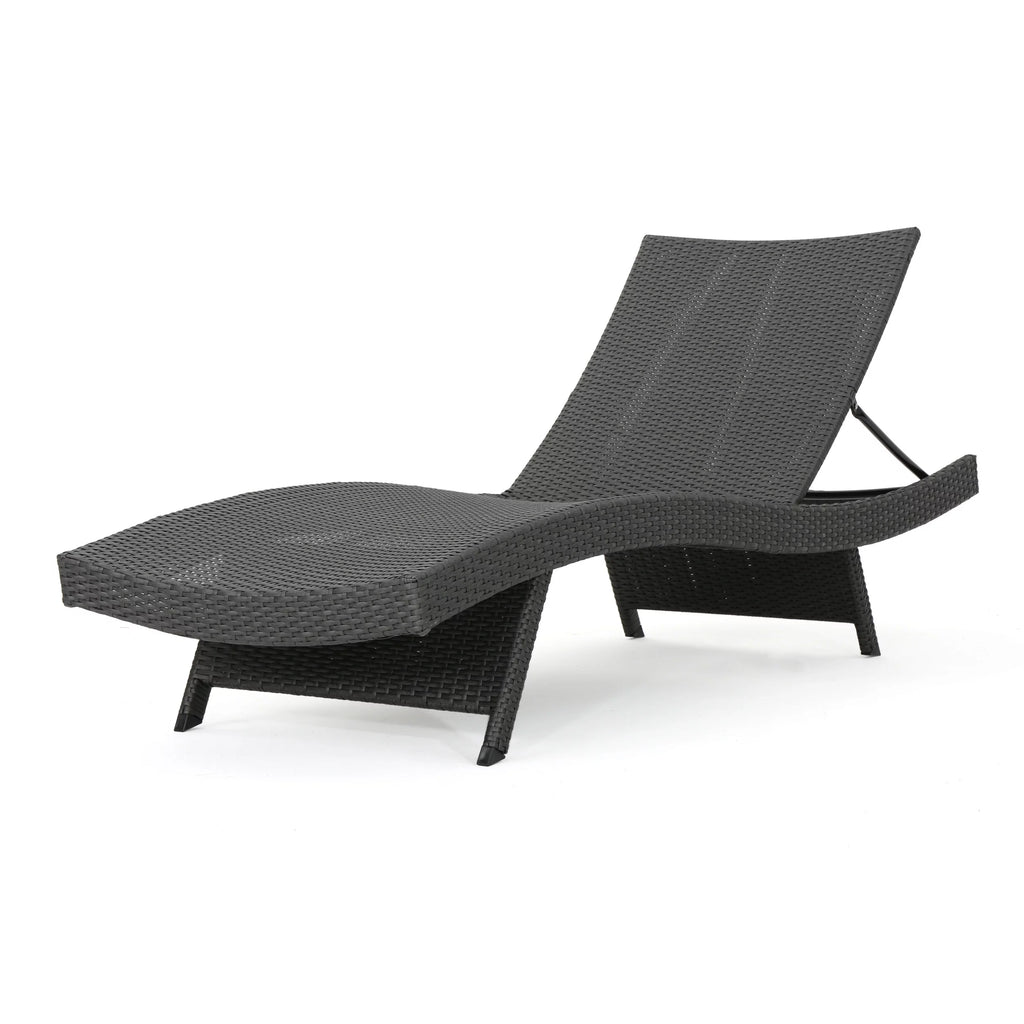 Grey Wicker Adjustable Chaise Lounge Set of 2 N219459