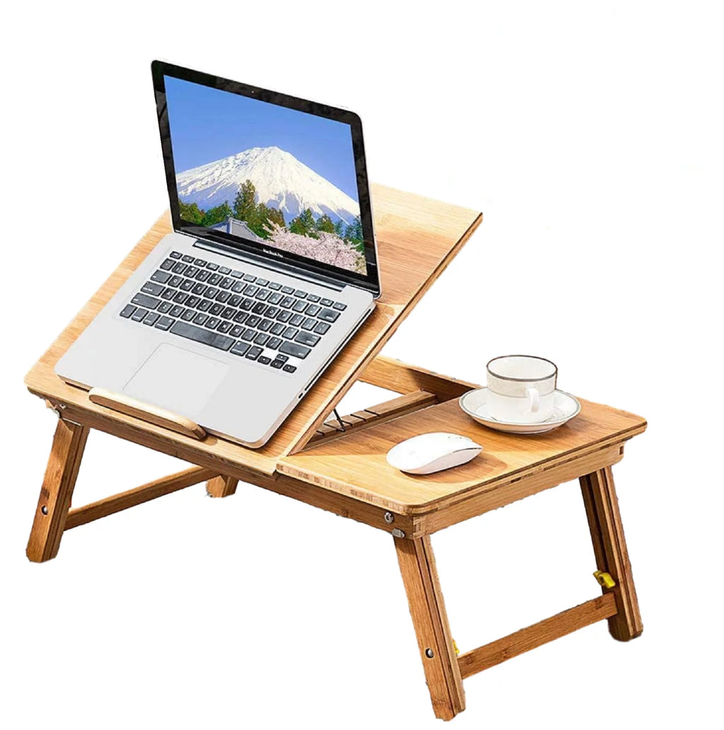 Bamboo Laptop Desk Table with Cooling Fan and Drawer F3604