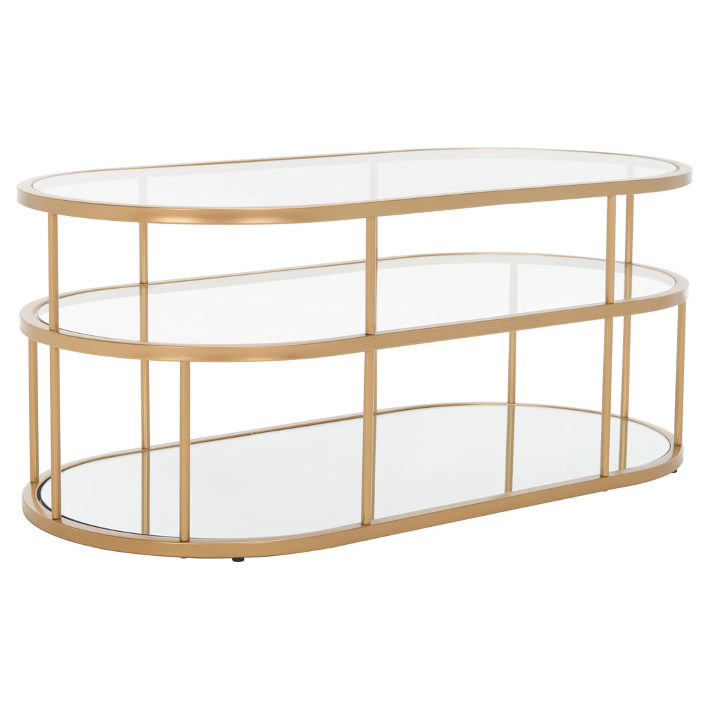 3 Shelf Gold Glass Coffee Table Q263