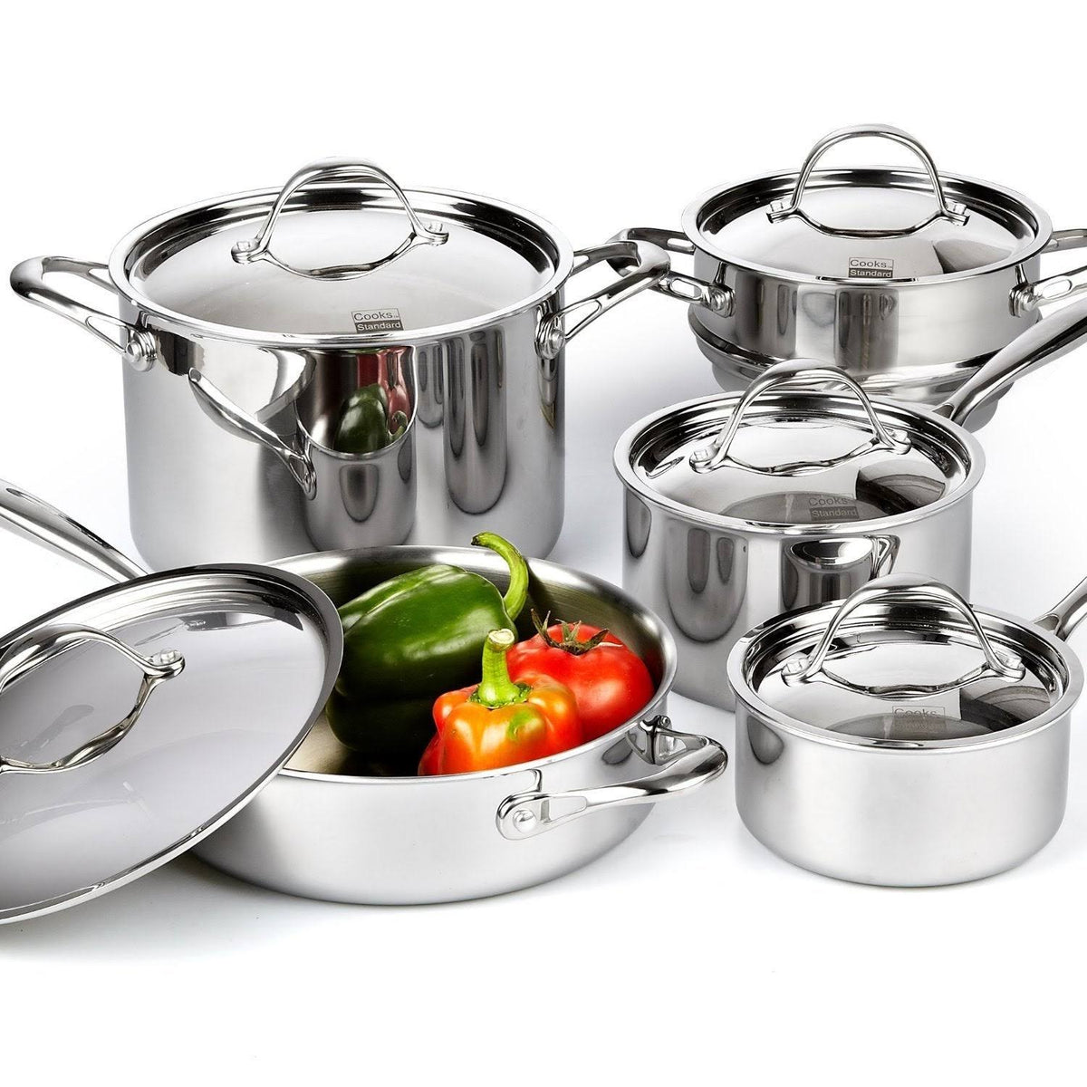 10 Piece Multi-Ply Clad Stainless Steel Cookware Set P87978