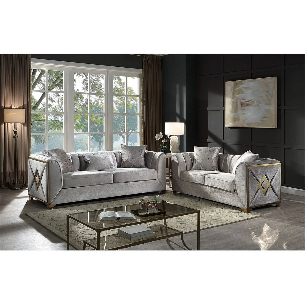 2 PC Wood Living Room Set in Cream X60584
