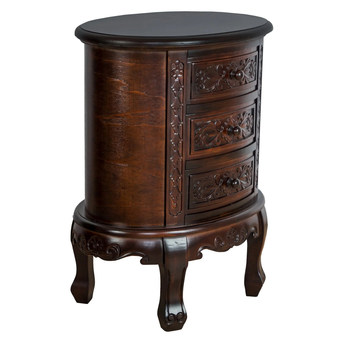 Dark Brown 3 Drawer Wooden Chest T402034