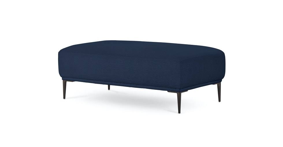 Blue Fabric Ottoman with Black Metal Legs L993