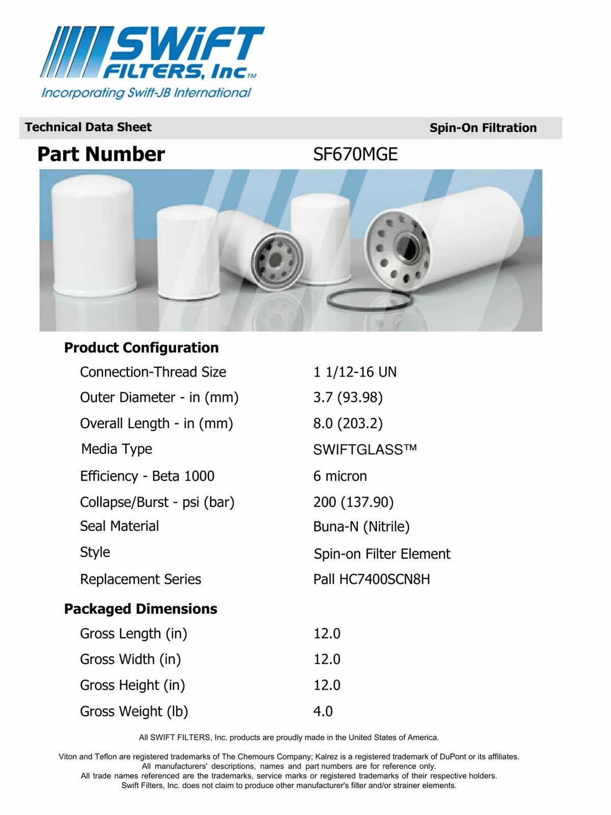 6 Micron Spin-On Filter Element V61566