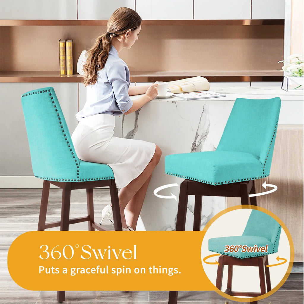 Tiffany Swivel Upholstered Bar Stools Set of 2 A325