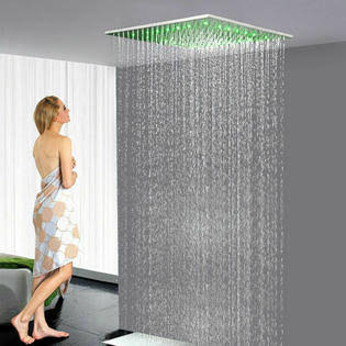 Brushed Nickel LED Ceiling Mounted Rain Shower Head S878
