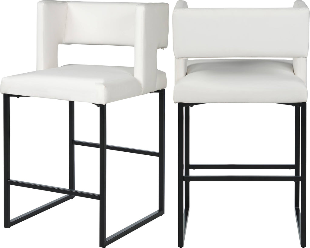 White Faux Leather Counter Stool Set of 2 G87497