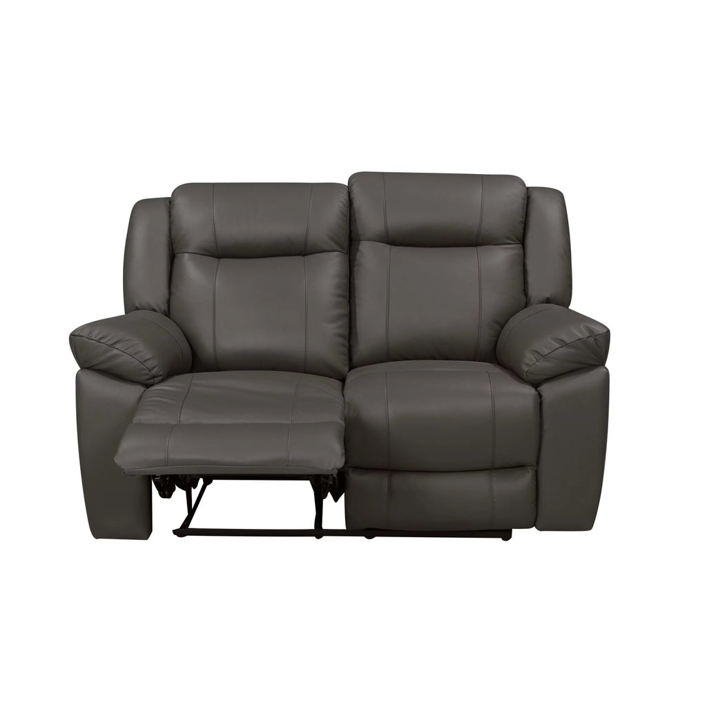 60 Inch Gray Real Leather Manual Recliner Loveseat A703
