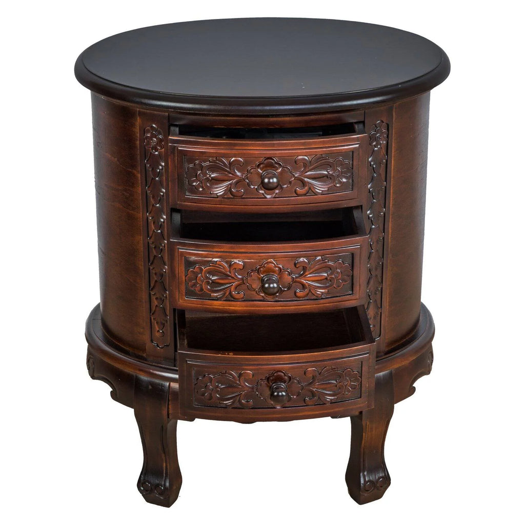 Dark Brown 3 Drawer Wooden Chest T402034