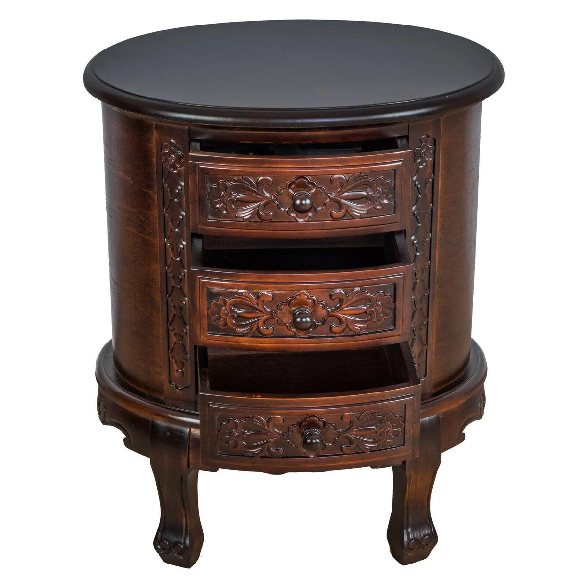 Dark Brown 3 Drawer Wooden Chest T402034