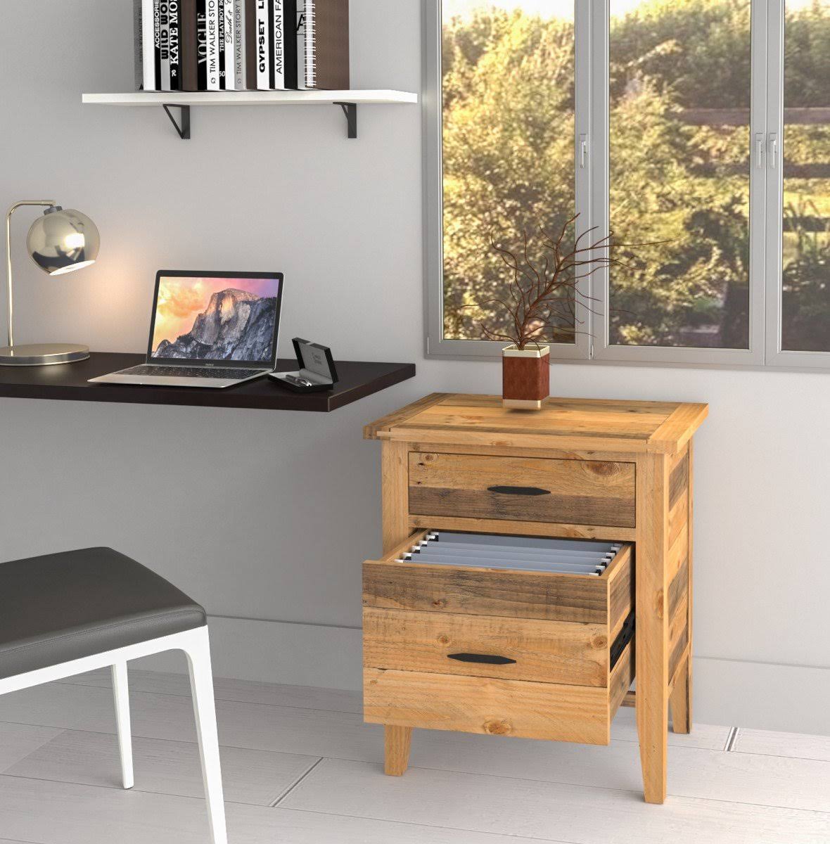 Reclaimed Wood Filing Cabinet with Two Drawers R995617