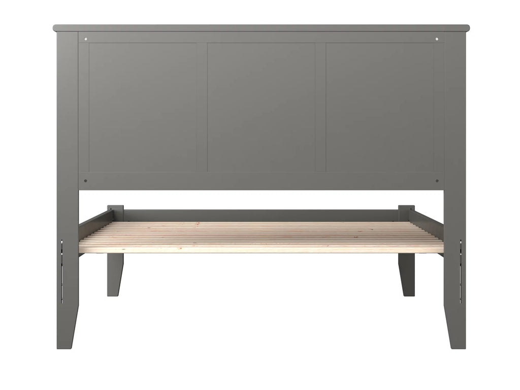 Grey Full Solid Wood Platform Bed with Panel Headboard I7356