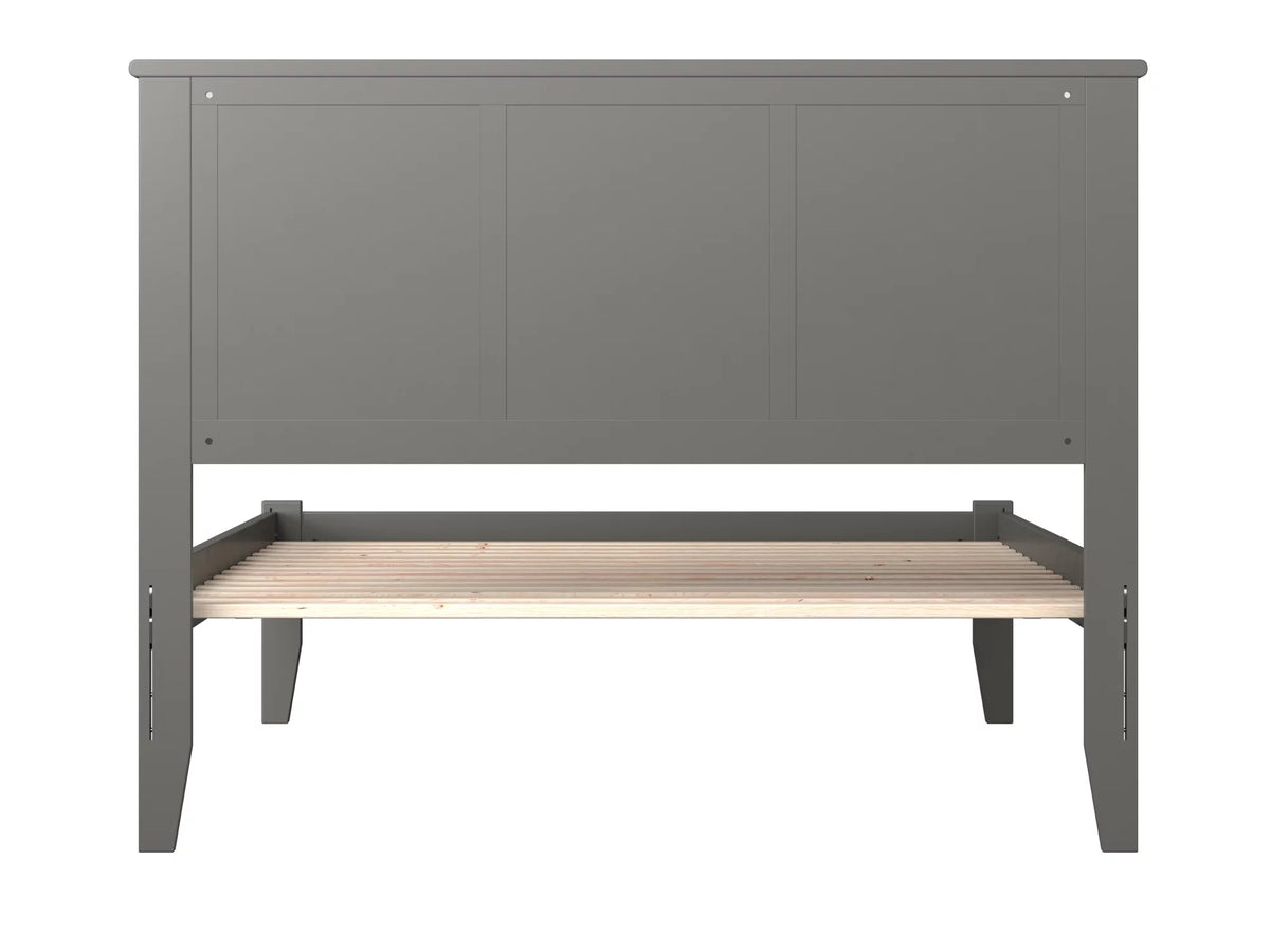 Grey Full Solid Wood Platform Bed with Panel Headboard I7356