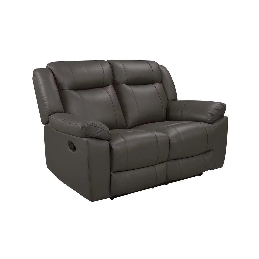 60 Inch Gray Real Leather Manual Recliner Loveseat A703