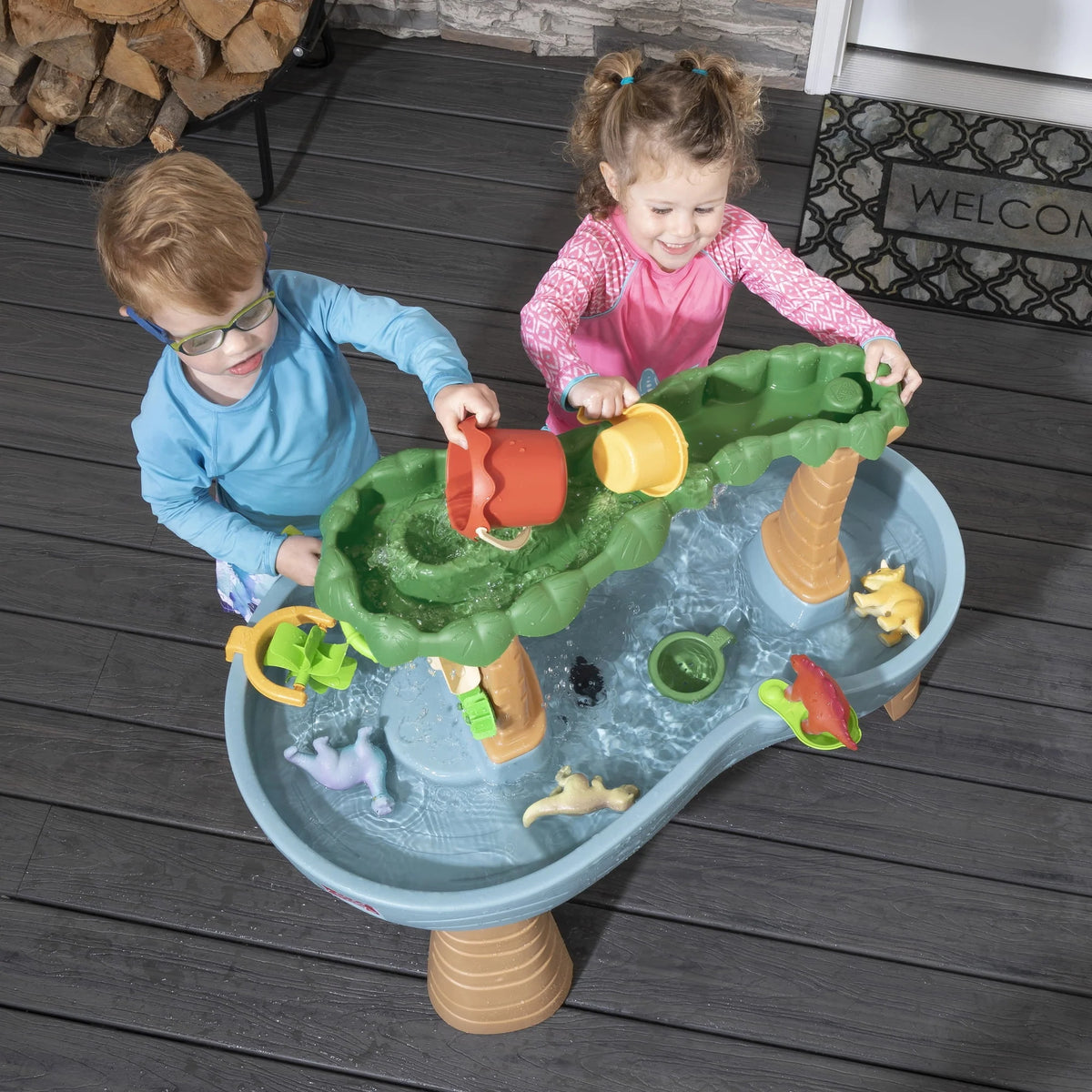 Gray Plastic Water Table with 13-piece Playset H64297