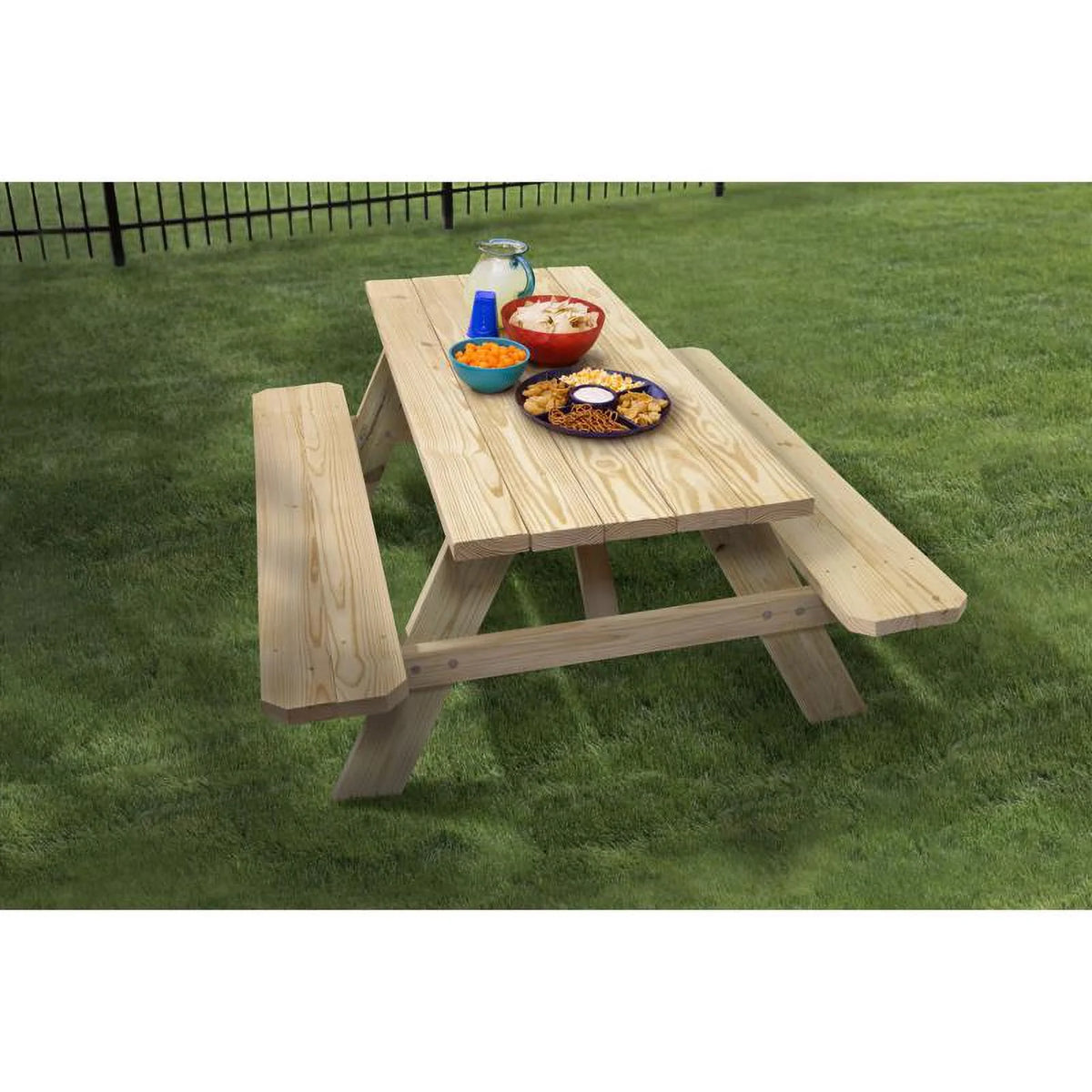 Wood Brown 72 in. Rectangle Picnic Table Q28297