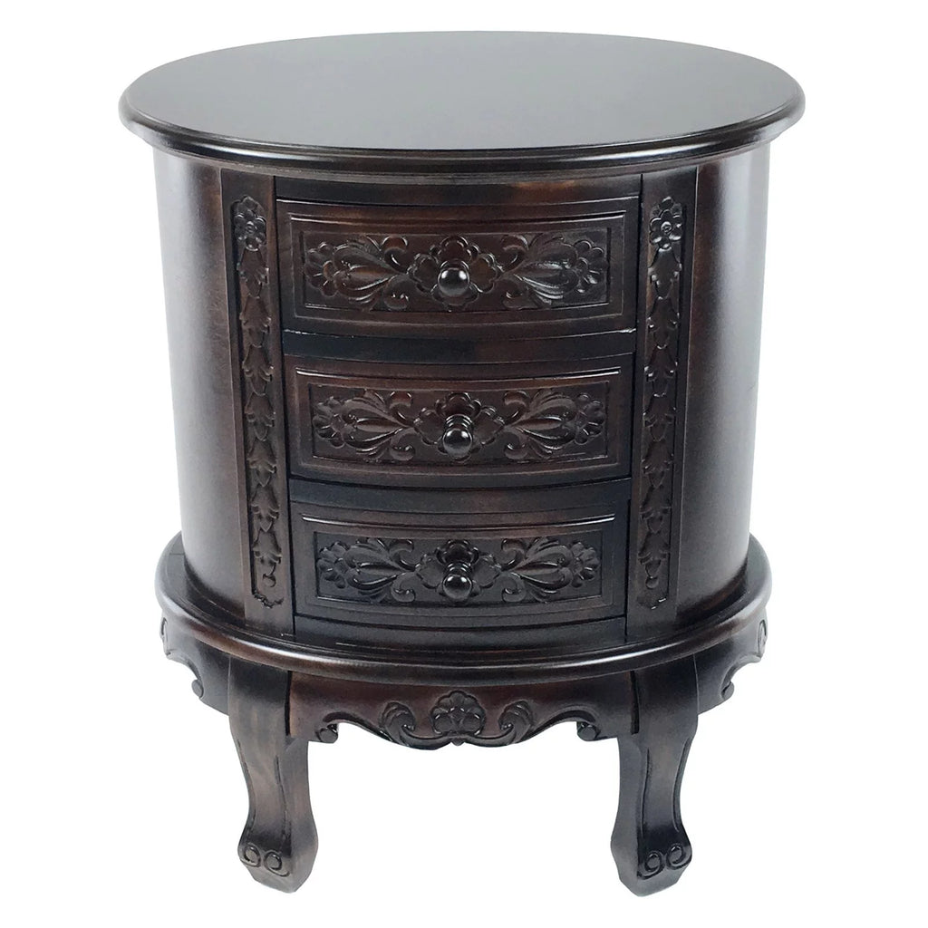 Dark Brown 3 Drawer Wooden Chest T402034