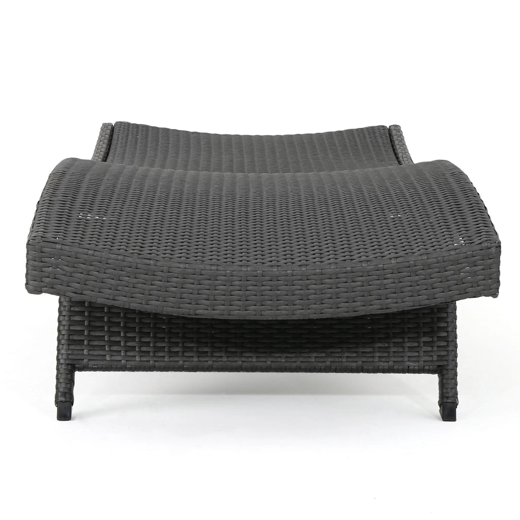 Grey Wicker Adjustable Chaise Lounge Set of 2 N219459