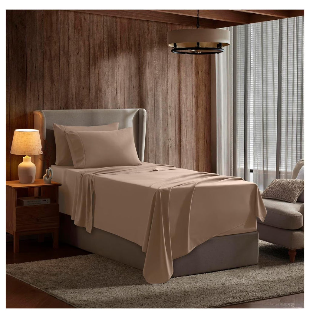 Twin 3 Piece Deep Pocket Bed Sheets Set with Fitted Sheet, Flat Sheet, Pillow Case N11395