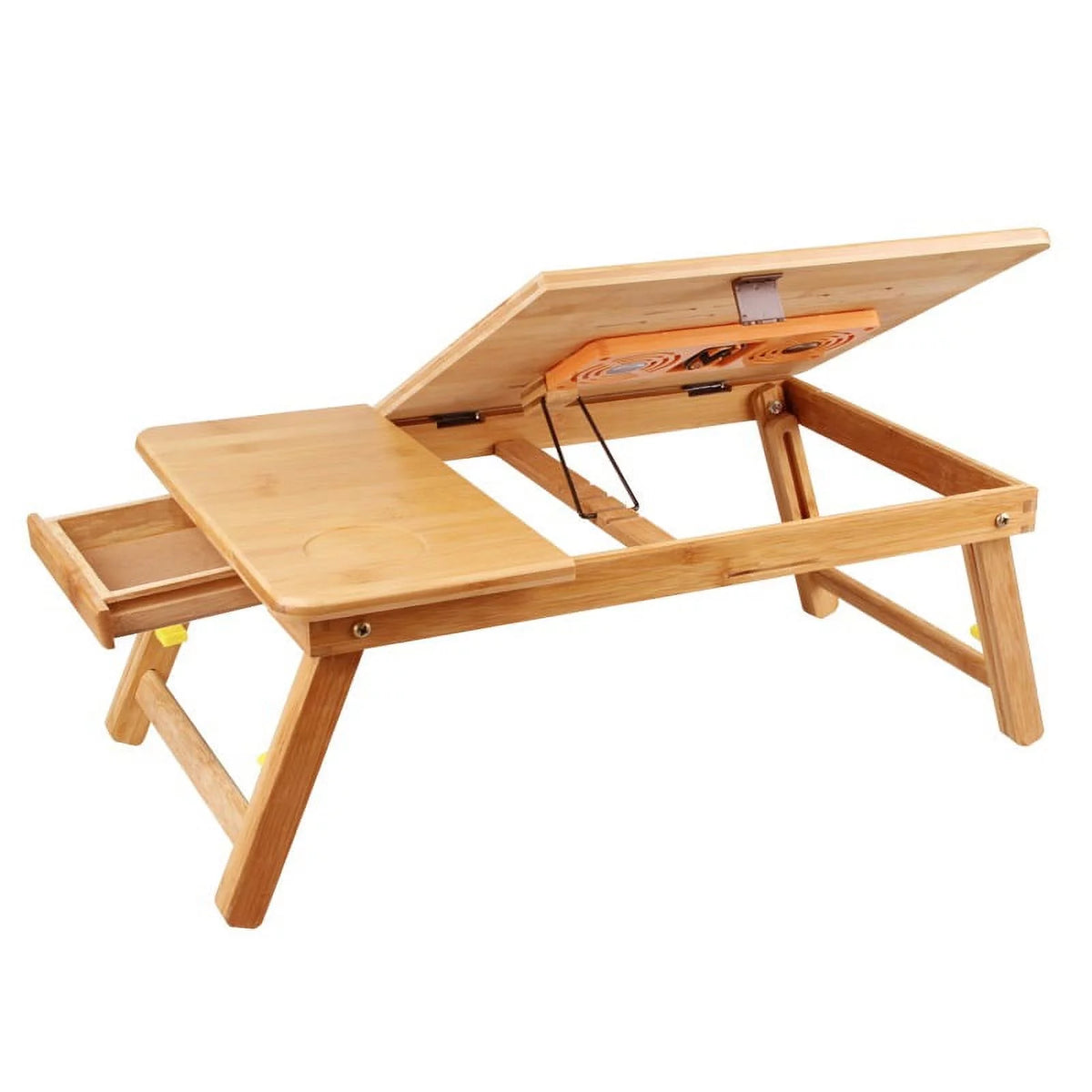 Bamboo Laptop Desk Table with Cooling Fan and Drawer F3604