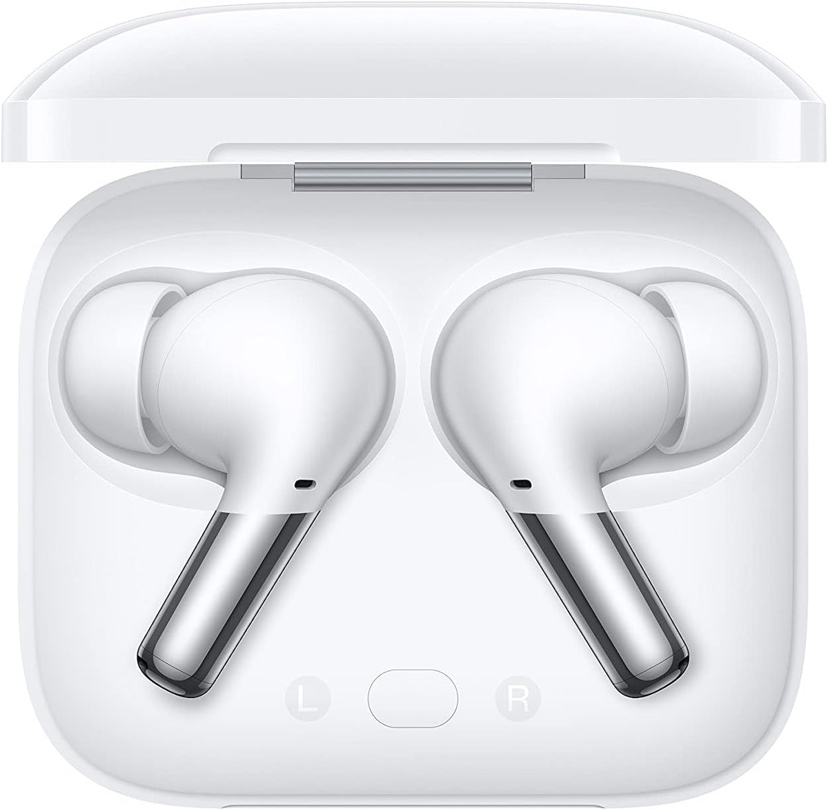 White Glossy Wireless Earbuds with Charging Case Y474
