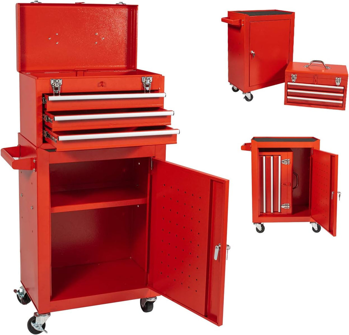 Black & Red Rolling Tool Chest with 3 Drawers Q331