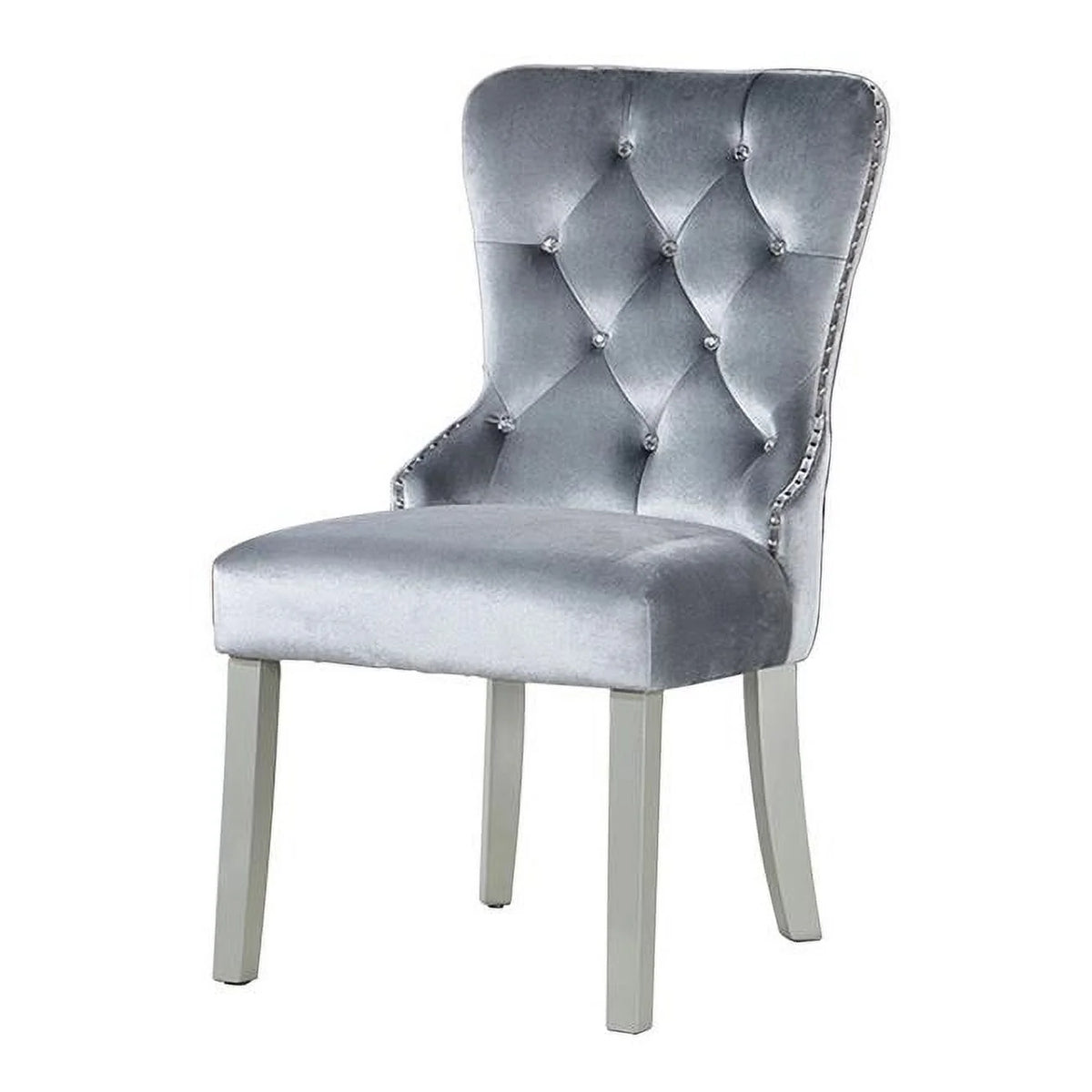 Gray Silver Acrylic Crystal Tufting Dining Chair Set of 2 P189