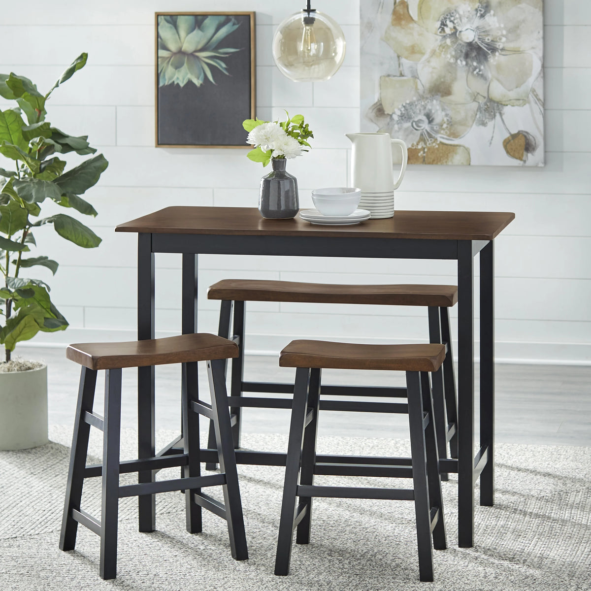 4-piece Counter Height Dining Set Brown/Black Q2817