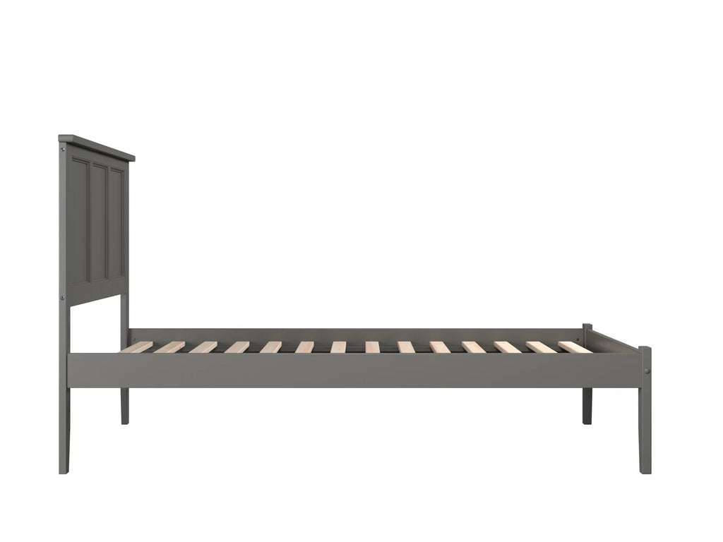Grey Full Solid Wood Platform Bed with Panel Headboard I7356