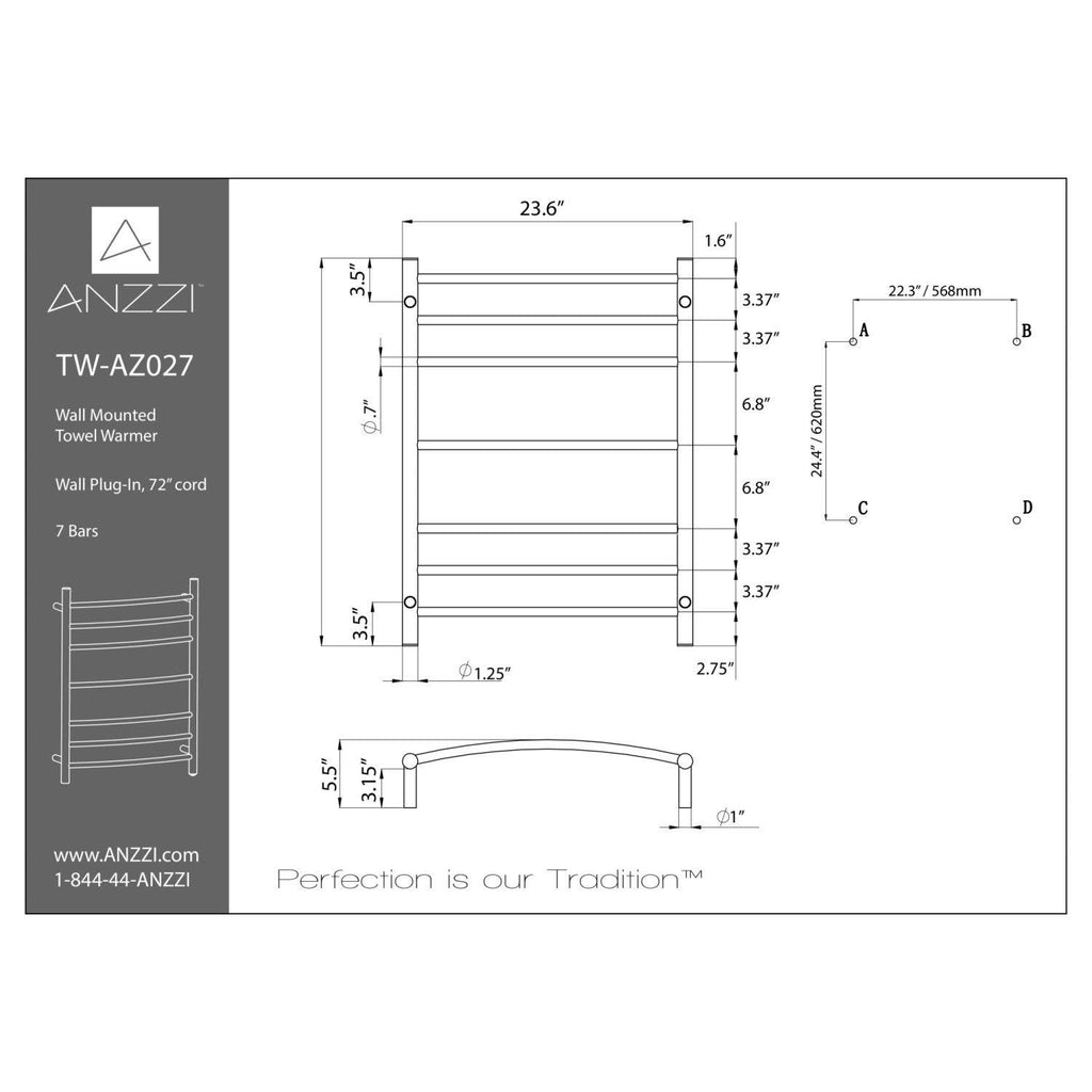 Polished Chrome 7-Bar Electric Towel Warmer L9317
