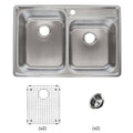33 inch Double Bowl 18 Gauge Stainless Steel Kitchen Sink S411