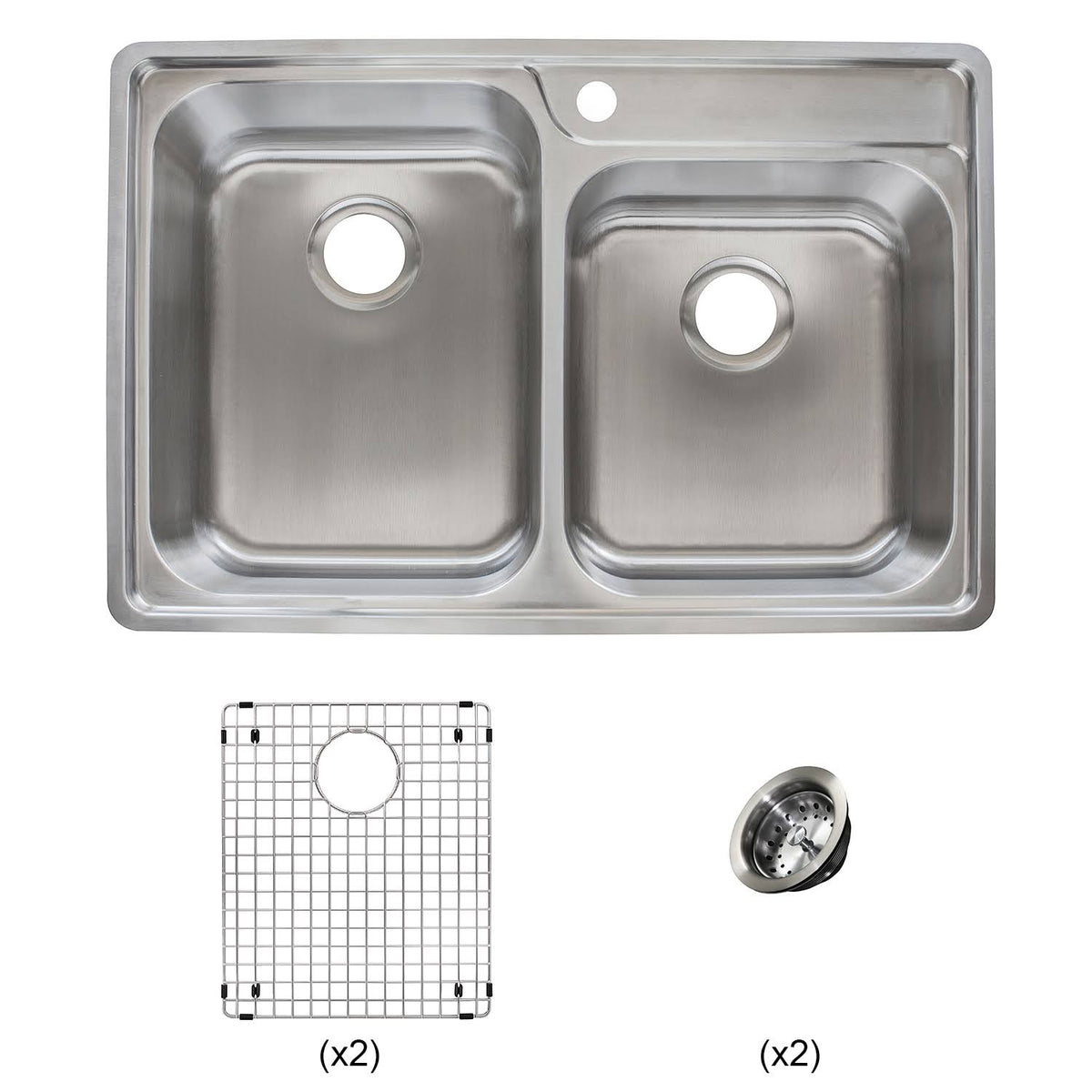 33 inch Double Bowl 18 Gauge Stainless Steel Kitchen Sink S411