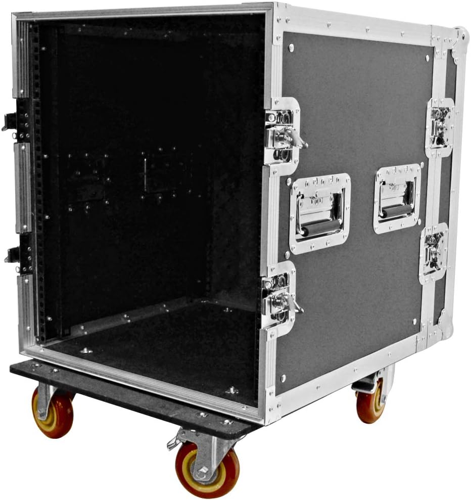 Heavy Duty 12 Space ATA Rack Case with 4 Inch Casters V584