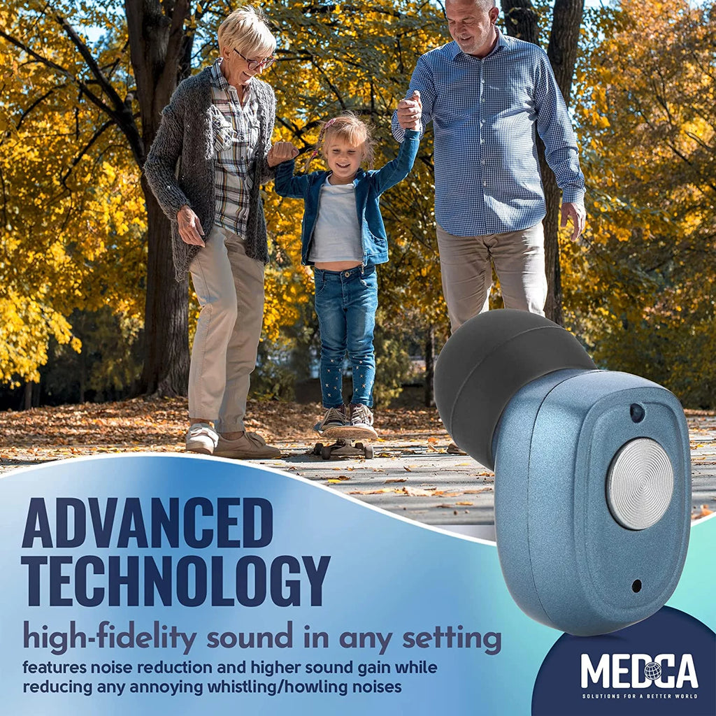 Rechargeable Hearing Amplifier Pair with Noise Cancelling D7077