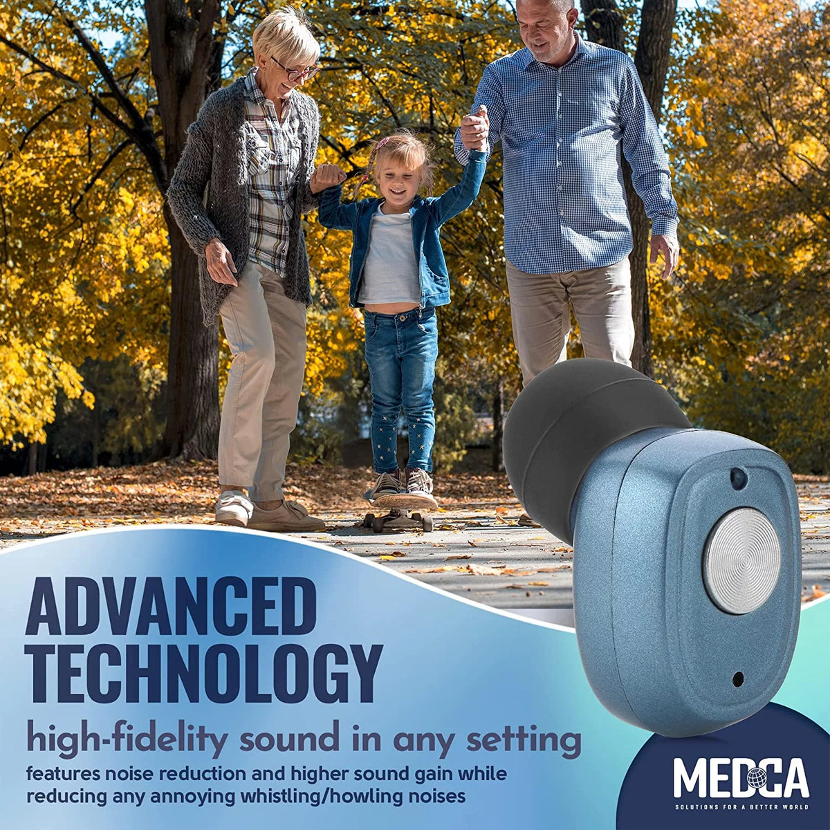 Rechargeable Hearing Amplifier Pair with Noise Cancelling D7077