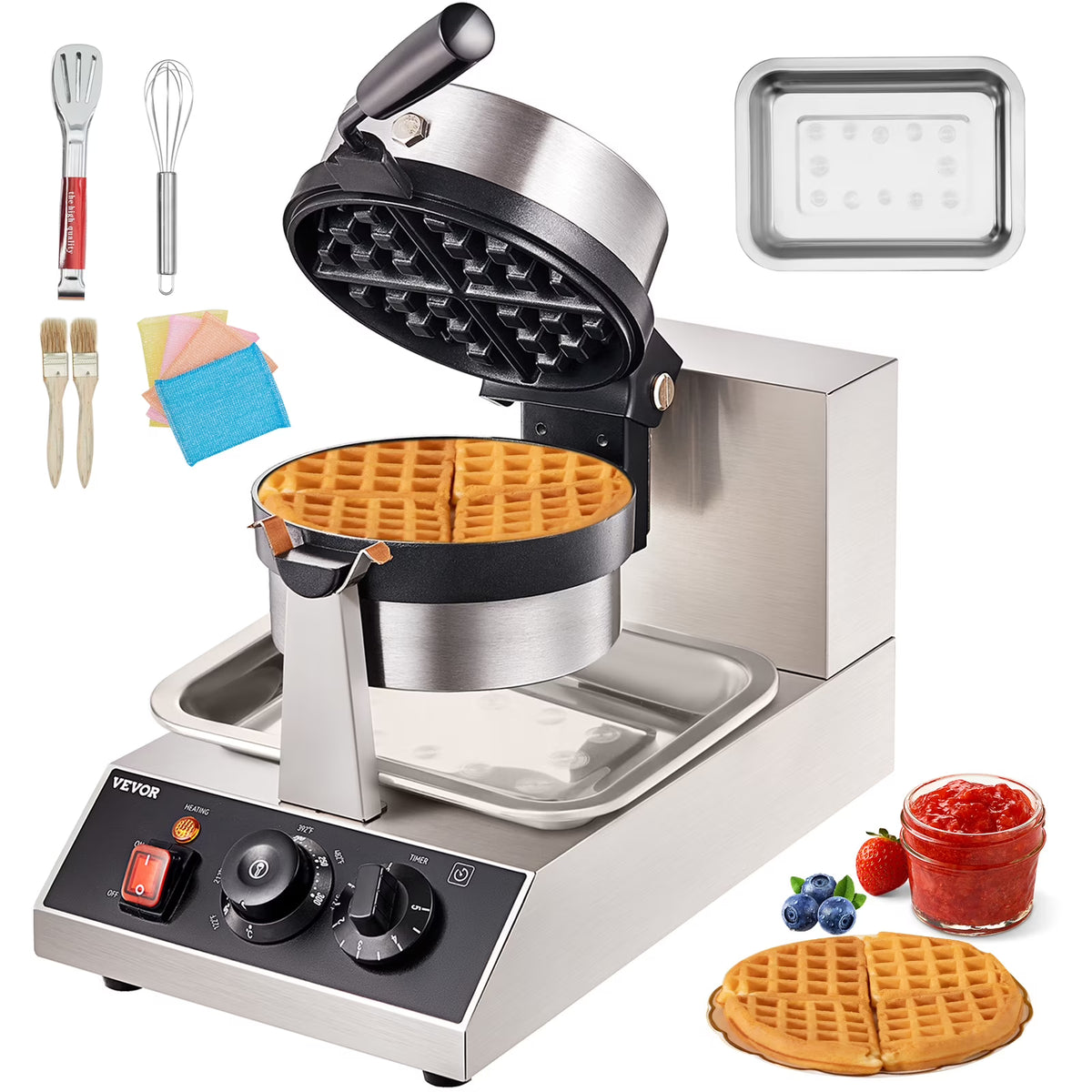 1300W Rotatable Non-Stick Round Waffle Maker S647