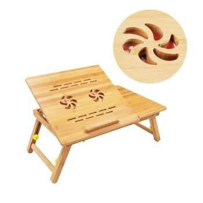 Bamboo Laptop Desk Table with Cooling Fan and Drawer F3604