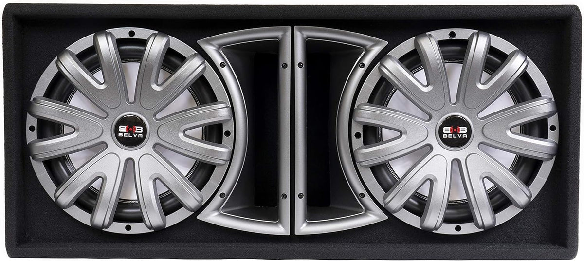 Dual 12-inch 1500W Loaded Ported Car Subwoofer with Multi-Color LED and Remote C4807